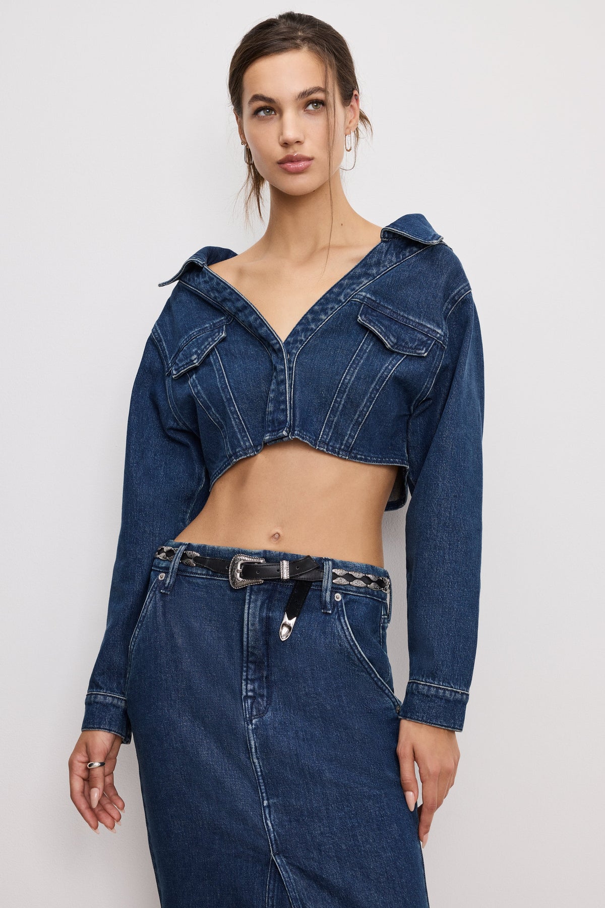 DENIM OFF SHOULDER TOP INDIGO724
