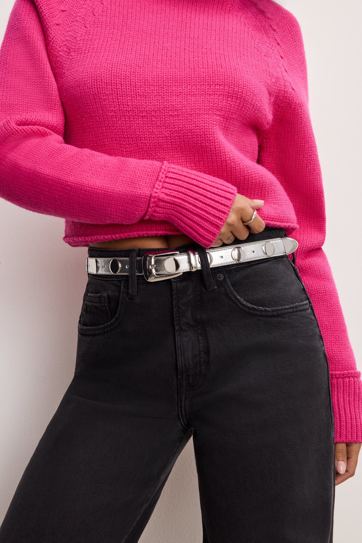 CLASSIC STUDDED SILVER BELT CHROME004