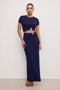STRETCH JERSEY MAXI SKIRT HORIZON INK