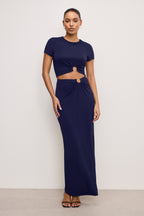 STRETCH JERSEY MAXI SKIRT HORIZON INK