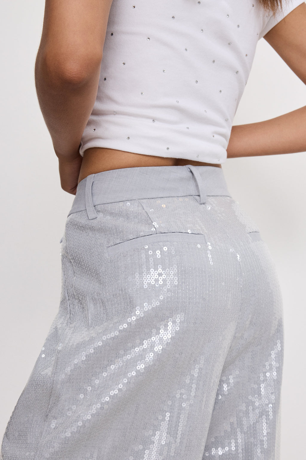 GOOD 90s SEQUIN TROUSERS HEATHER GREY001