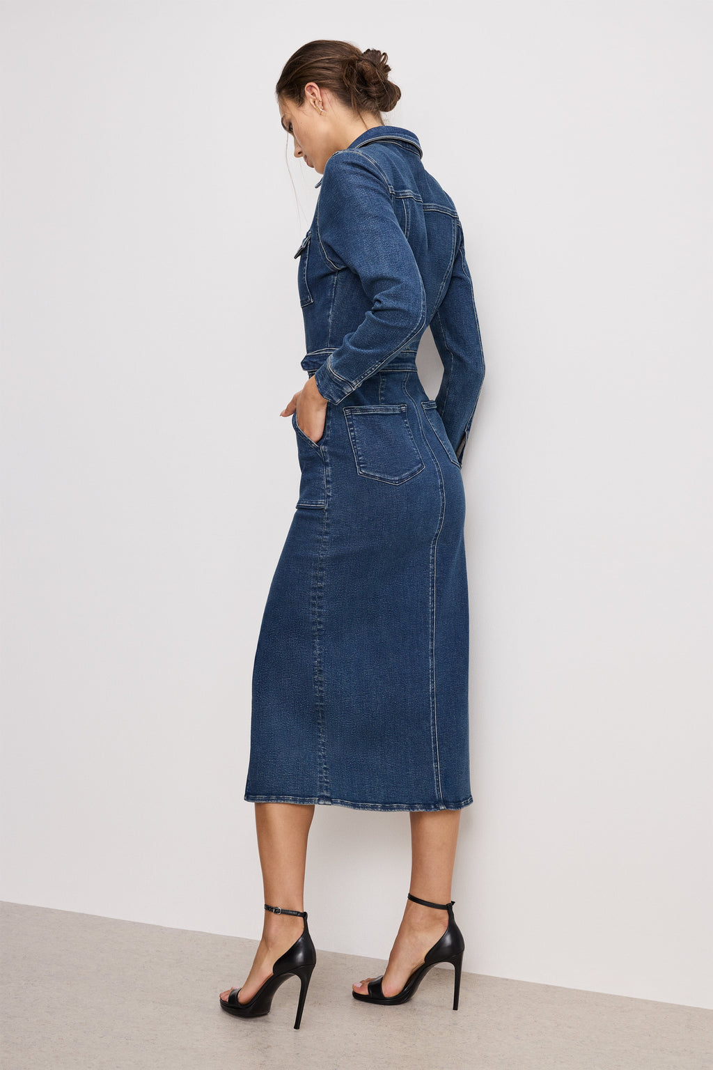 FIT FOR SUCCESS LONG SLEEVE MIDI DRESS INDIGO724