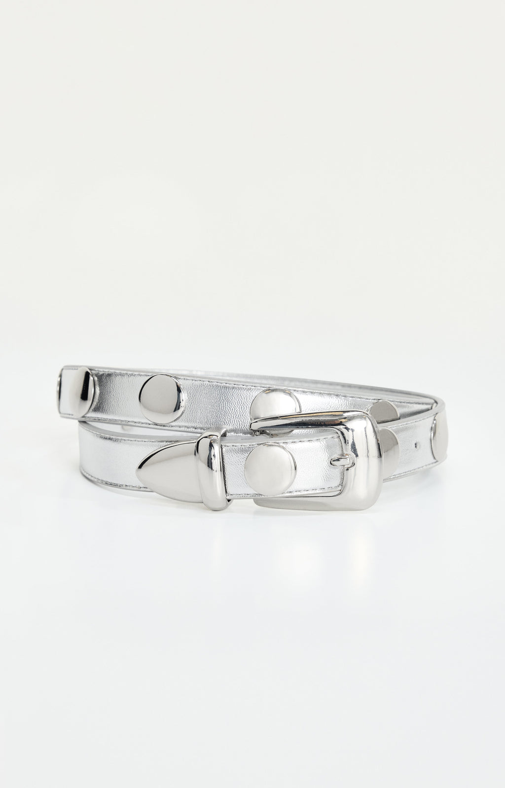 CLASSIC STUDDED SILVER BELT CHROME004