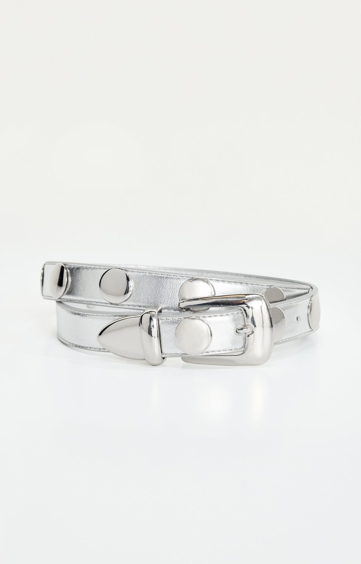 CLASSIC STUDDED SILVER BELT CHROME004