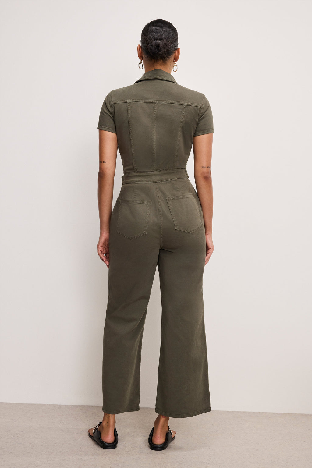 FIT FOR SUCCESS TWILL PALAZZO CROPPED JUMPSUIT FATIGUE001