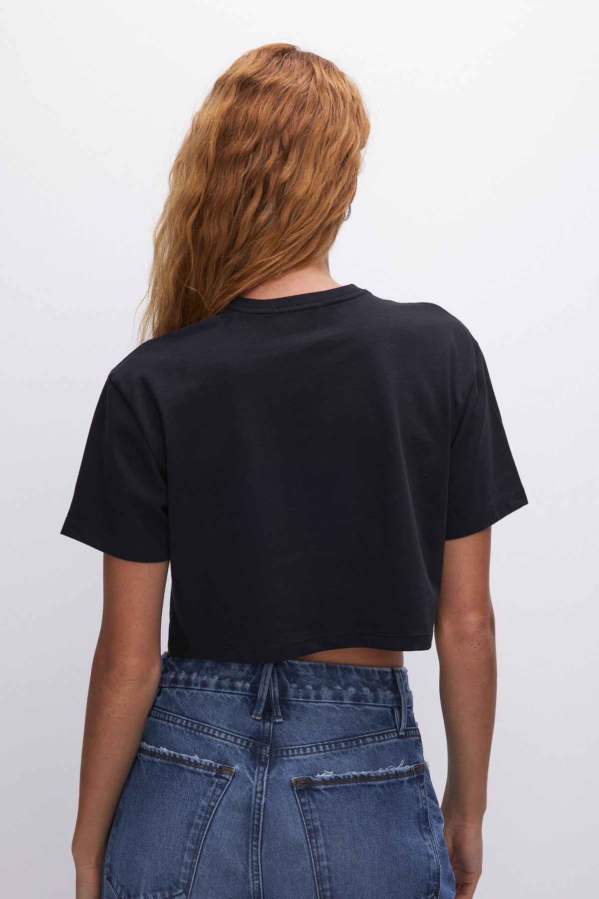 COTTON CROPPED TEE BLACK001