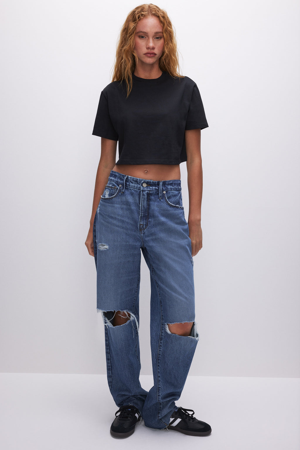 COTTON CROPPED TEE BLACK001