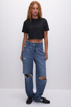 COTTON CROPPED TEE BLACK001