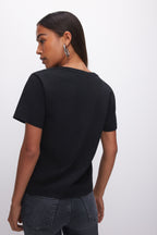 COTTON CLASSIC V-NECK TEE BLACK001