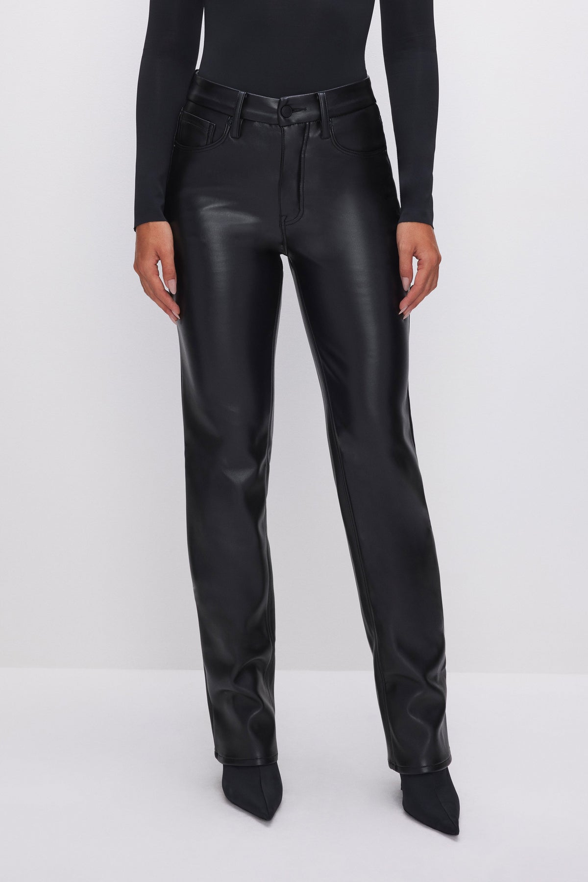 GOOD ICON FAUX LEATHER PANTS BLACK001