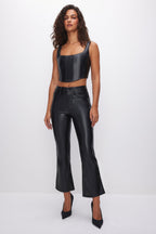 GOOD LEGS CROPPED MINI BOOT FAUX LEATHER PANTS BLACK001