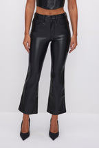 GOOD LEGS CROPPED MINI BOOT FAUX LEATHER PANTS BLACK001