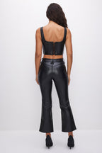 GOOD LEGS CROPPED MINI BOOT FAUX LEATHER PANTS BLACK001