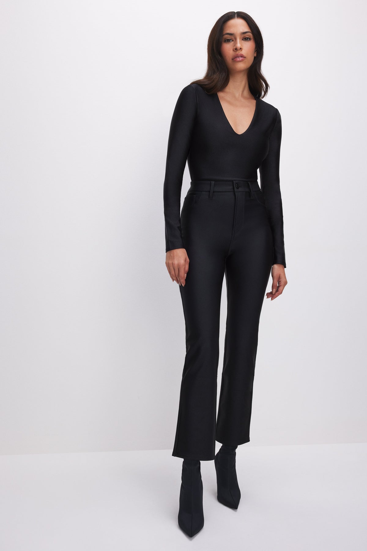COMPRESSION SHINE STRAIGHT PANTS BLACK001