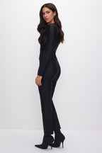 COMPRESSION SHINE STRAIGHT PANTS BLACK001