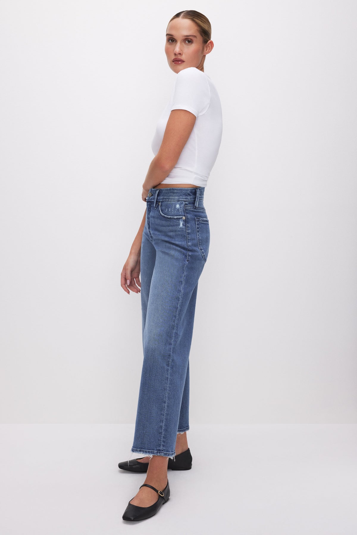GOOD WAIST CROPPED PALAZZO JEANS INDIGO338
