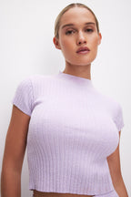 RIBBED TERRY TEE LAVENDER001