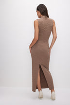 SCRUNCHIE PEEK-A-BOO MAXI DRESS PUTTY001