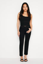NEVER FADE GOOD PETITE STRAIGHT RAW HEM JEANS BLACK