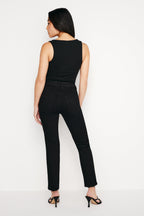 NEVER FADE GOOD PETITE STRAIGHT RAW HEM JEANS BLACK