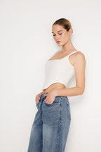 POPLIN CORSET TOP PUTTY PENCIL STRIPE003