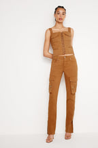 TWILL SKINNY CARGO PANTS CANYON003