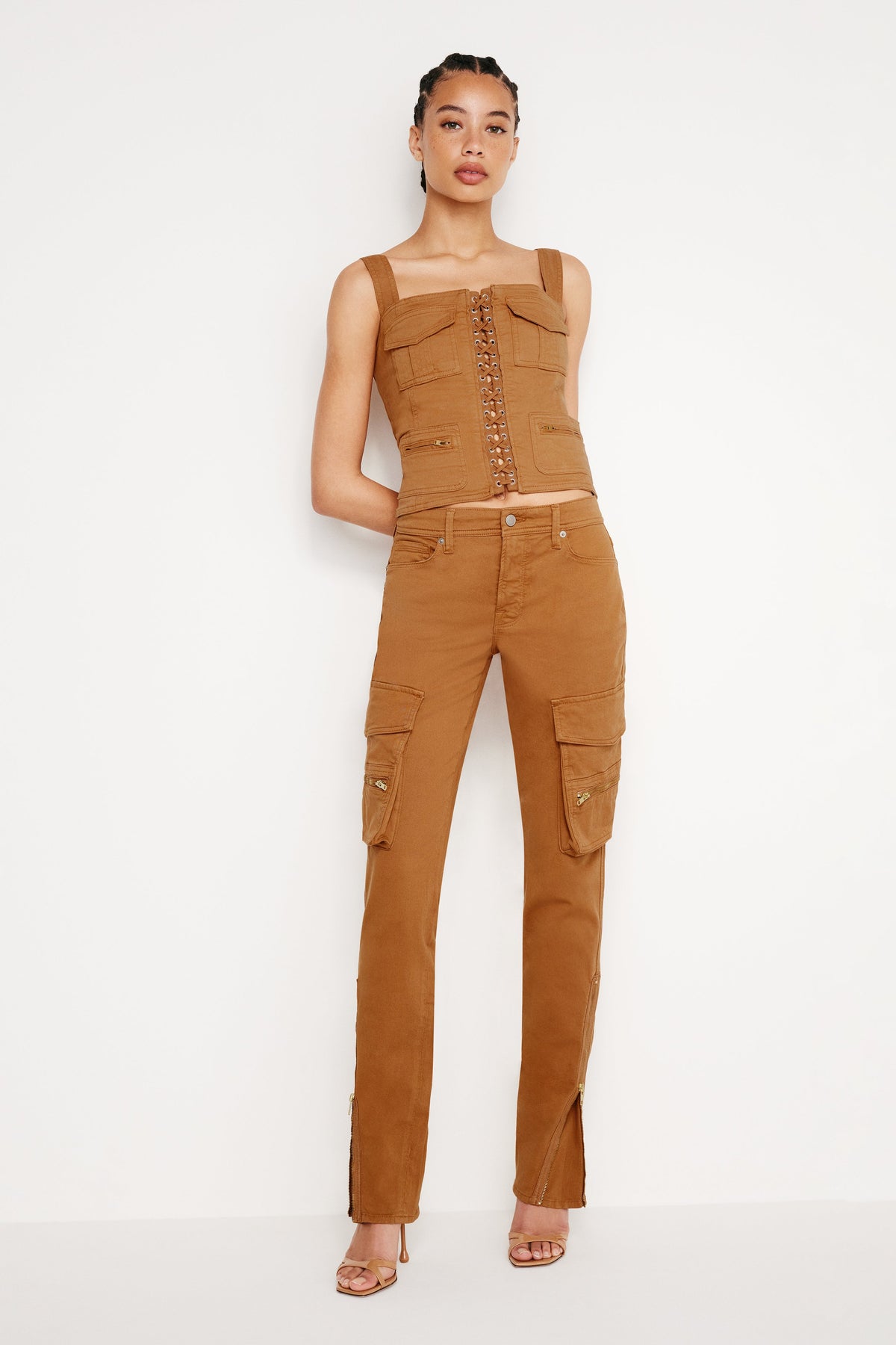 TWILL SKINNY CARGO PANTS CANYON003