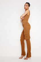 TWILL SKINNY CARGO PANTS CANYON003
