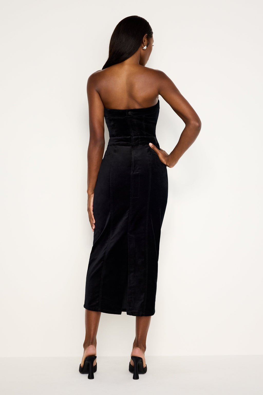 FIT FOR SUCCESS STRAPLESS VELVET DRESS BLACK001
