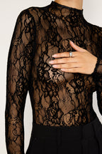 LACE MOCK NECK BODYSUIT BLACK001