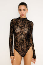 LACE MOCK NECK BODYSUIT BLACK001