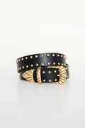 WIDE STUDDED WESTERN BELT BLACK001