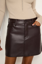FAUX LEATHER MINI SKIRT BARK003