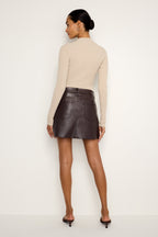 FAUX LEATHER MINI SKIRT BARK003
