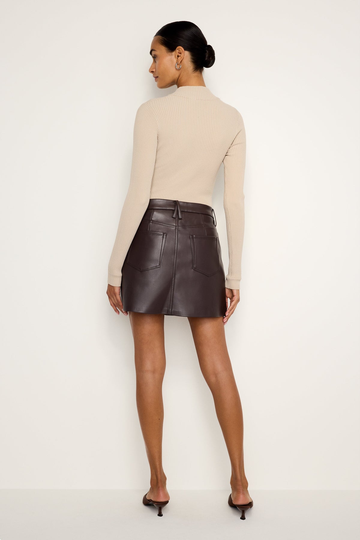 FAUX LEATHER MINI SKIRT BARK003