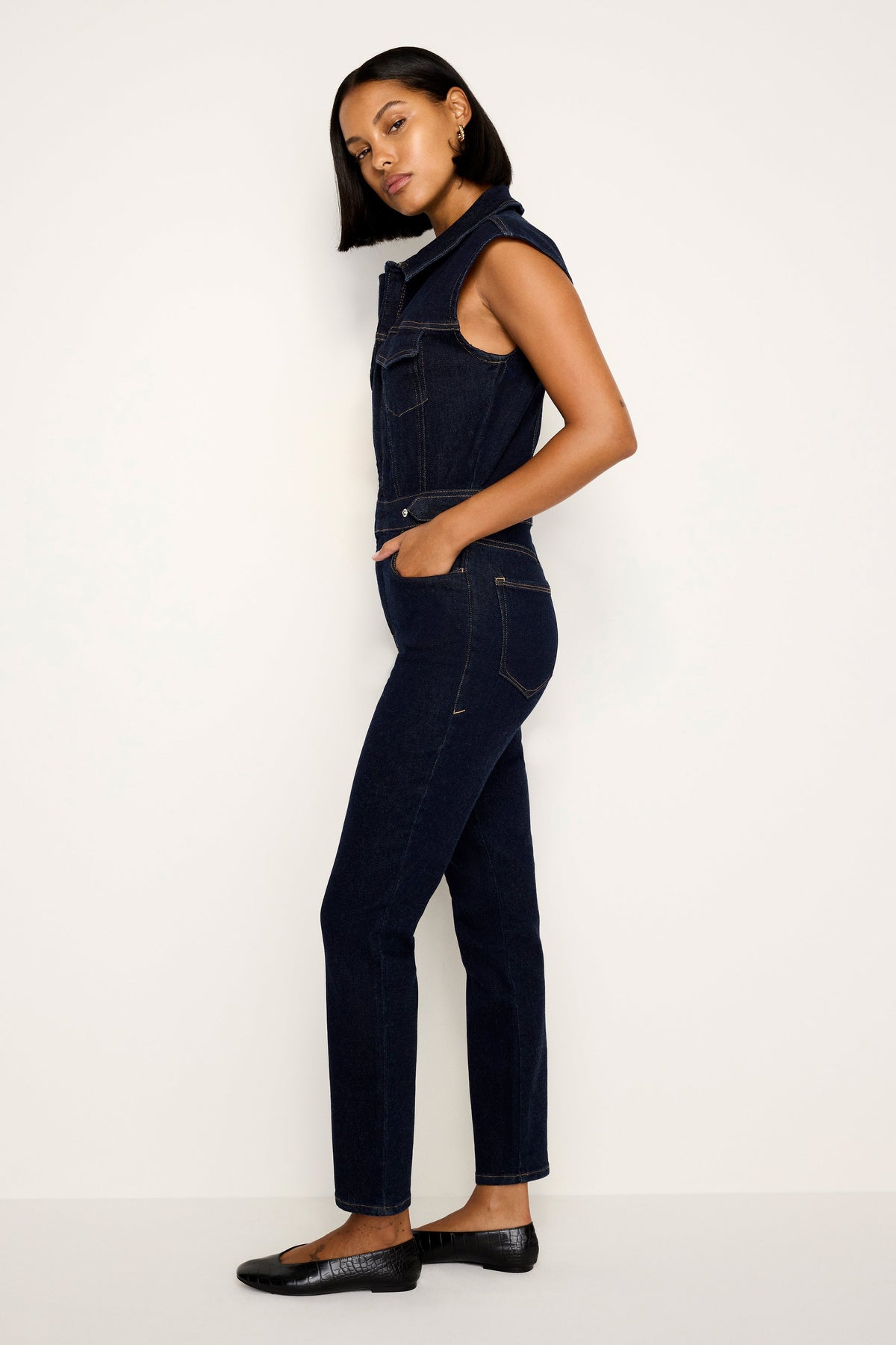 RINSED DENIM FIT FOR SUCCESS JUMPSUIT INDIGO716