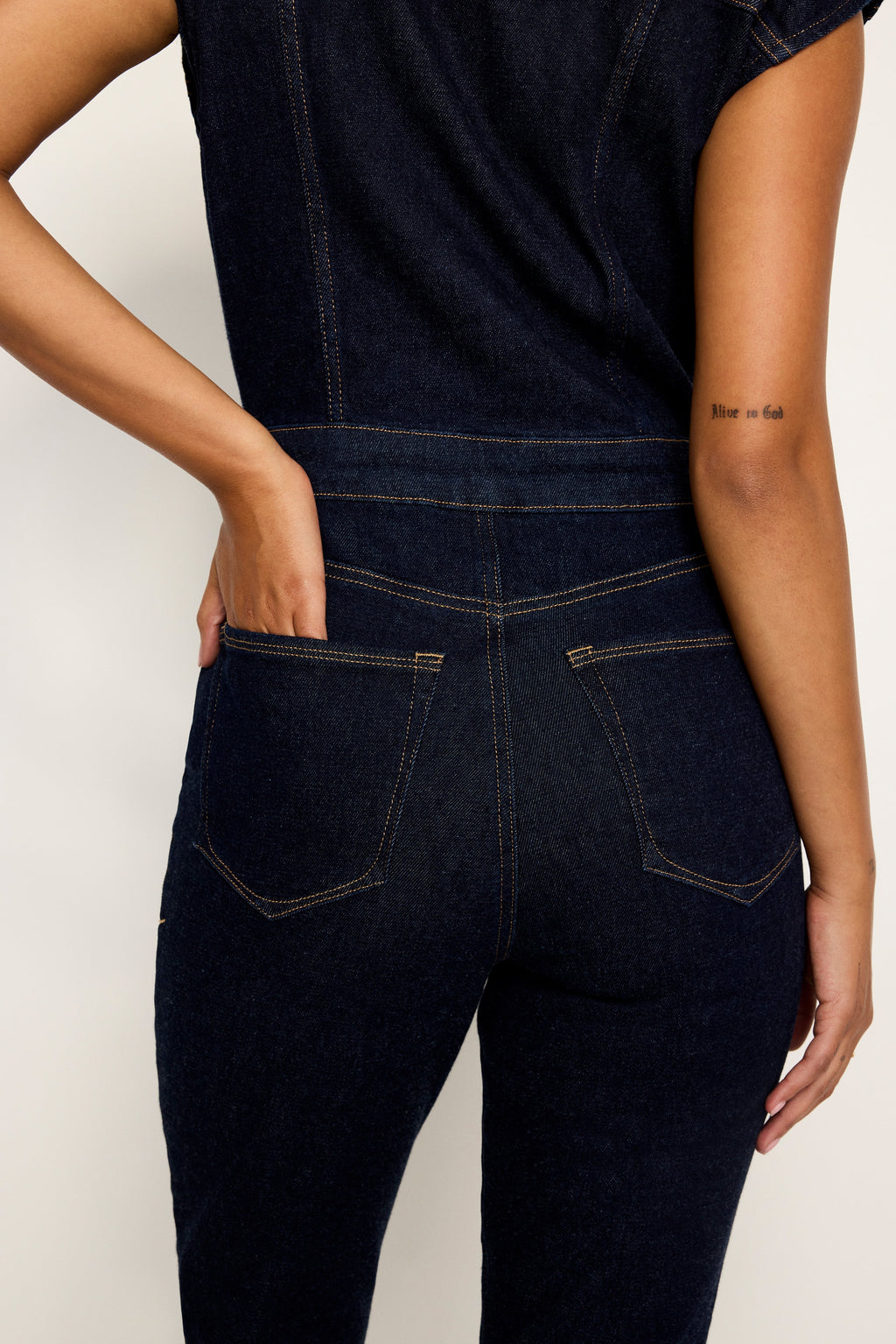 RINSED DENIM FIT FOR SUCCESS JUMPSUIT INDIGO716