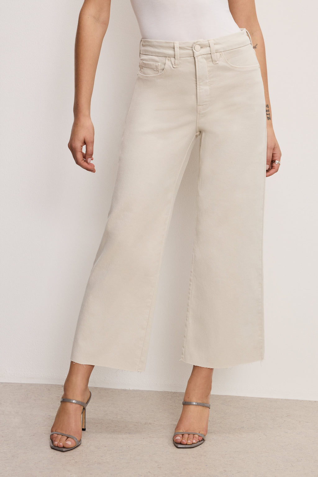 GOOD WAIST PALAZZO CROPPED JEANS BONE001