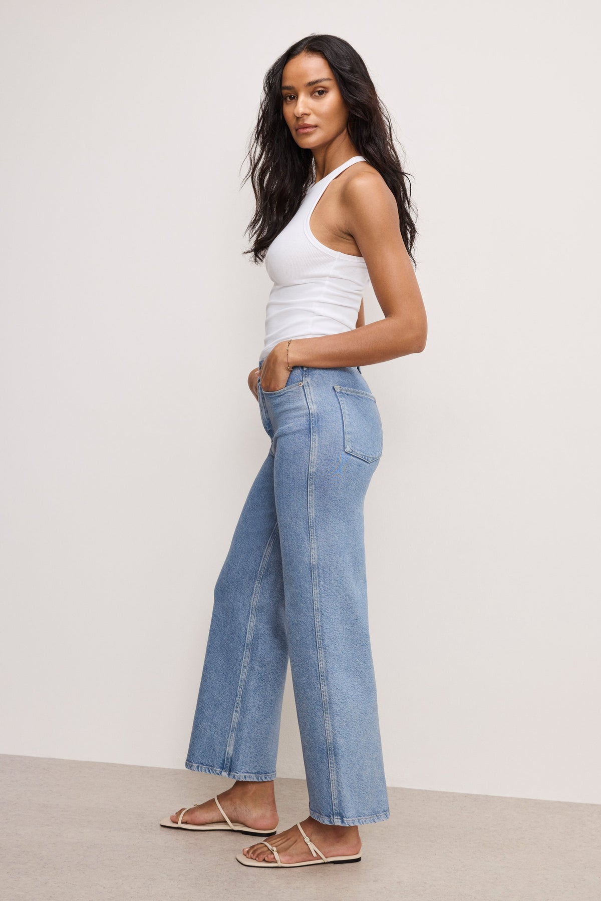 SOFT TECH GOOD SKATE WIDE CROPPED JEANS INDIGO860