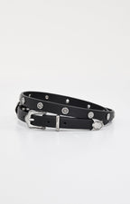 SKINNY DOUBLE BUCKLE BELT BLACK001
