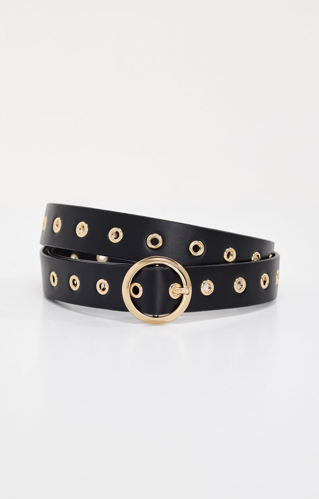 SKINNY EYELET BELT BLACK001