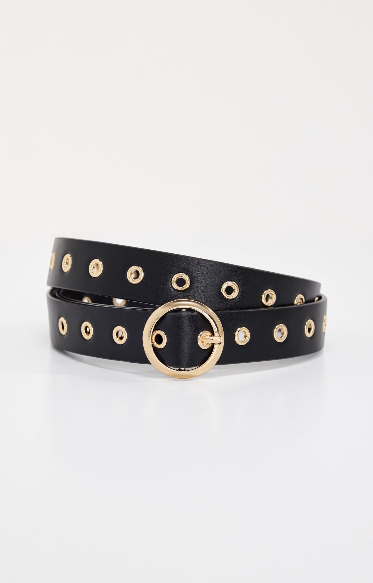 SKINNY EYELET BELT BLACK001