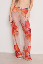 GAUZE MESH WIDE LEG MAUVE TROPICAL HIBISCUS001