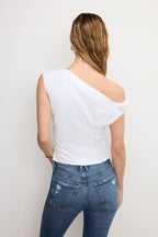 POPLIN OFF SHOULDER TOP WHITE001