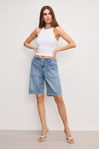 LITE LINEN BERMUDA SHORT INDIGO786