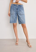 LITE LINEN BERMUDA SHORT INDIGO786