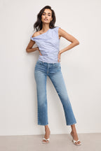 POPLIN OFF SHOULDER TOP VACAY STRIPE001