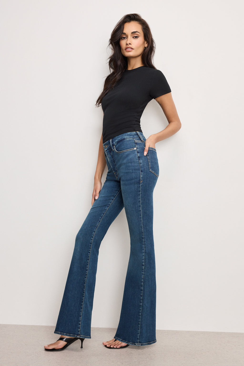 GOOD LEGS FLARE JEANS LONG BLUE004