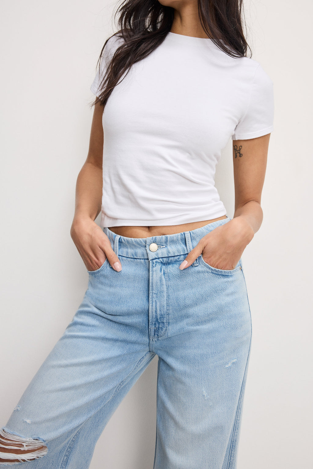 WEIGHTLESS GOOD SKATE WIDE CROPPED JEANS INDIGO959