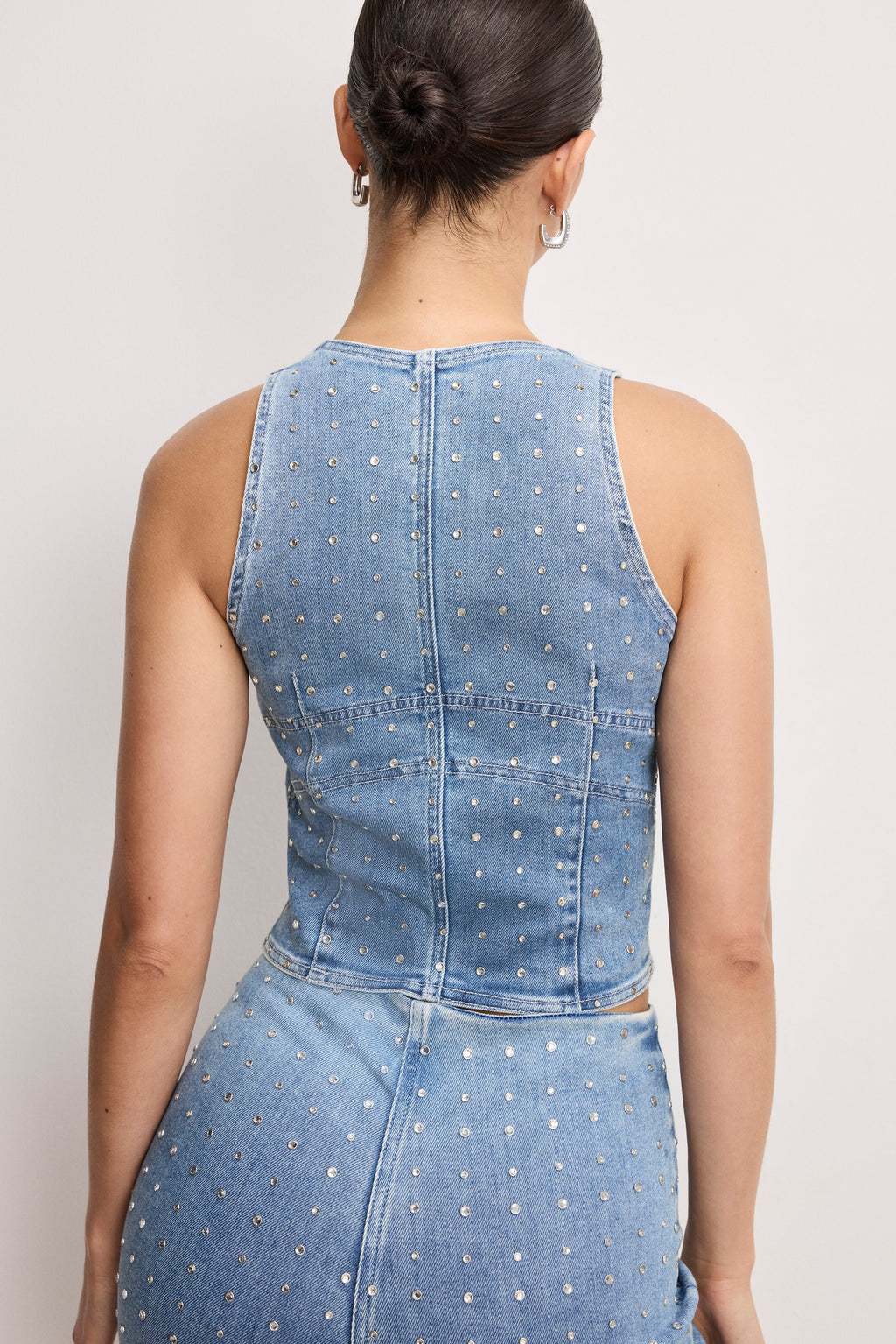 DOLLY CRYSTAL DENIM VEST INDIGO1023